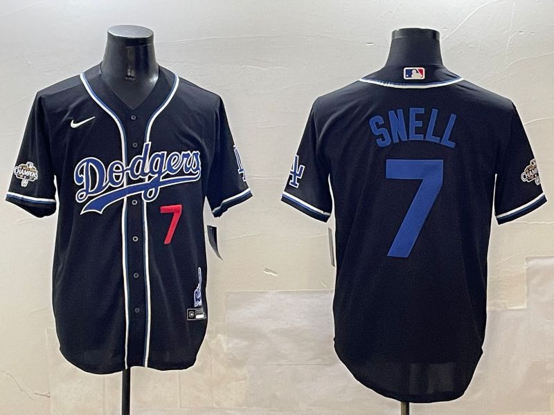 Men Los Angeles Dodgers 7 Snell Black Fashion Game 2025 Nike MLB Jersey style 30618